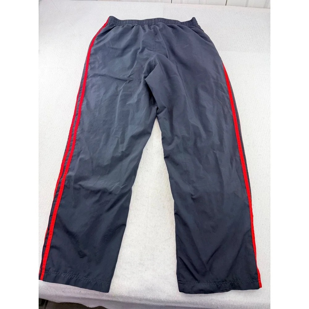 Adidas Mens Track Pants Black Red Stripe Mesh Lined Ankle Zip Large